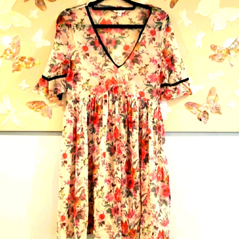 Sheer baby doll floral dress